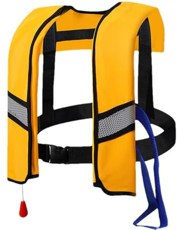 Schnorchelweste für Erwachsene, Schwimmweste für Paddel, Schwimmweste Uni für Erwachsene, Schwimmweste für Erwachsene aus Nylon, automatische Aufpumpung, Schwimmweste getragen