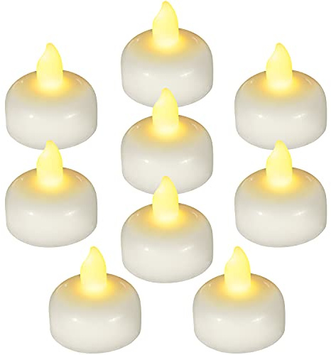 Yakpo 24 velas flotantes sin llama, impermeables, color blanco cálido, funciona con pilas, luces LED parpadeantes para exteriores, velas votivas a granel, jarrón de centro de mesa de boda, estanque