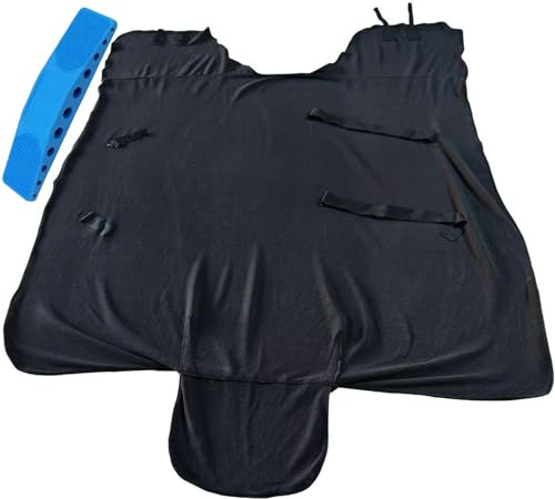 Manta Polar CóModa para Caballos, Adecuada para Uso en Establos y Entrenamiento, Abrigo Ajustable(Black,72In)