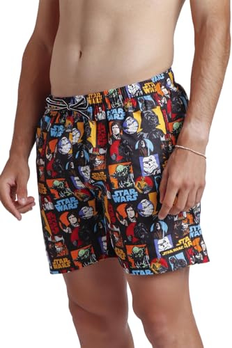 Star Wars bañador Comic Style de Hombre en poliéster con Cinturilla elástica, cordón, Bolsillos Laterales, Bolsillo Trasero y Forro Interior Veraniego Multicolor Talla XXL