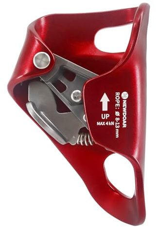 NewDoar Rock Climbing Chest Ascender Abdominal for Vertical Climbing - CE Certified Rope Clamp for 813MM Rope (Red)