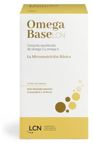 LCN Omega Base LCN Complemento Alimenticio Omega 3 + Omega 6 (DHA, ALA, SDA, LA y GLA), No Contiene EPA, Certificado IFOS, (1 Envase de 120)