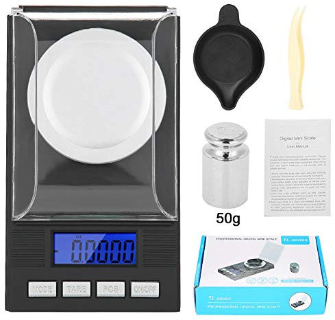 Báscula digital para joyas, pantalla digital LED, mini portátil de alta precisión 0,001 g, con pinzas de calibración sartenes de pesaje Báscula de Portátiles de medición diseño (100 g)