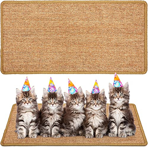 Riakrum 2 Pack 32 x 16 Inches Sisal Cat Pad Rectangular Sisal Scratch Mat Natural Fabric Horizontal Cat Pad Scratching Scratch Mat Protector for Furniture Sofa and Wall(Brown)