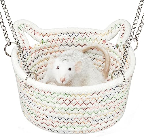 JW Shang Chew Proof Small Animal Hammock, Hanging Basket for Cage, Durable Rat & Mice Sleeping Nest with Sturdy Chains