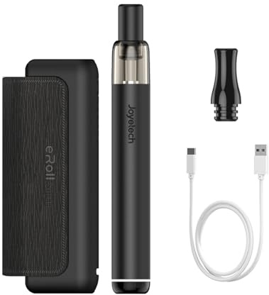 JOYETECH Eroll Slim Vape Kits 1500mAh + 480mAh Large Battery 2ml Rechargeable USB-C Change Pod System No Nicotine Gold (Black)