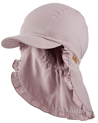 Sterntaler Schirmmütze Nacken gerüscht - Mädchen Mütze aus Baumwolle mit Nackenschutz - UV-Schutz 50+ Sonnenhut mit Rüschenrand - Sommer Kopfbedeckung - Gummiband im Nacken - blasslila, Größe 51