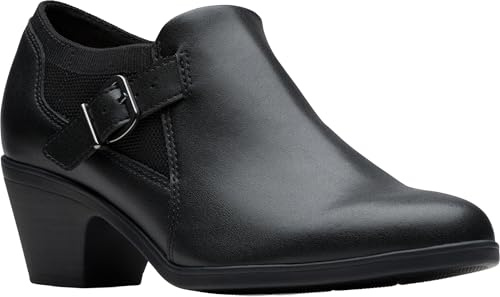 Clarks Women’s Emily2 Darcey Ankle Bootie, Black Leather, 9.5