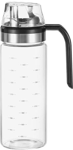 QUARKZMAN Set de Dispensadores de Aceite y Vinagre, Botella de Aceite de Vidrio de 15Oz/450ml con Pico Antigoteo, Dispensador de Aceite de Vidrio con Escala para Cocina