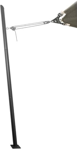 Maanta® EZ Mast 260 cm Poteau pour voile d'ombrage avec 5 points d'ancrages/oeillets en acier galvanisé/système multi-voile et Ø70 mm - Comprend accessoires, Anthracite - Inclinaison 80°