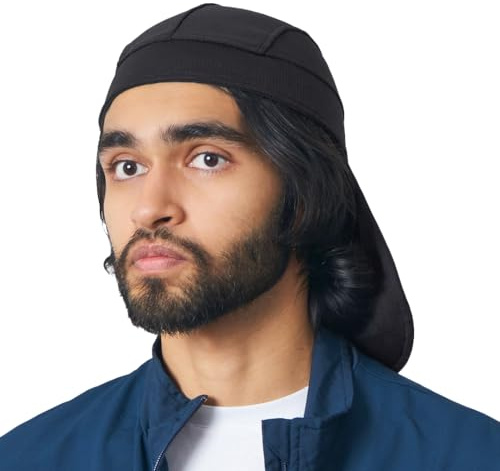 Bonnet de cyclisme sous le casque pour homme et femme, doublure de casque rigide et rafraîchissant, bonnet de cyclisme avec rabat UV au niveau du cou, noir, Taille unique