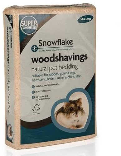 Natural Woodshavings Snowflake Dust Extracted Small Animal Wood Shavings Odour Free Pet Bedding Wood Chips Great For Degus, Hamsters & Guinea Pigs 2.8KG