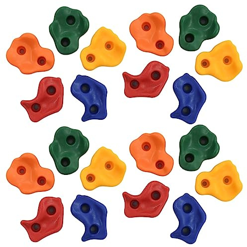 QUAHEAS 20 pietre da arrampicata multicolore in PE per parete da arrampicata in giardino con set di viti, maniglie da arrampicata per bambini e ragazzi, allenamento indoor outdoor