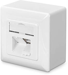 DIGITUS Anschlussdose Cat-6 - 2 Port RJ45 - Aufputz Netzwerk-Dose - Zuführung Horizontal - Designfähig - Reinweiß