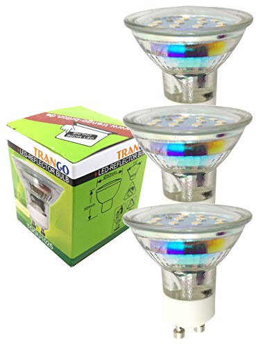 Trango 3er Pack 3-Stufen dimmbar GU1015SD*3 LED GU10 Leuchtmittel 5 Watt 3000K warmweiß ideal für Lampen mit GU10 Fassung, Einbauleuchten, Deckenstrahler, Einbaustrahler, Deckenlampen, Deckenleuchte