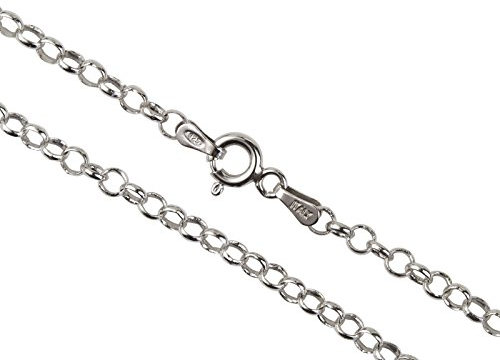 AKA Gioielli® - Damen Kette 925 Sterling Silber Rhodiniert - Erbskette 3 mm - 65 cm lang
