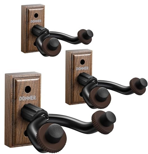 Donner Gitarren Wandhalterung, Gitarren Haken Gitarrenständer Wand Halterung 3 Stück für Akustikgitarre, klassische Gitarre, E-Gitarre, Bass, Ukulele