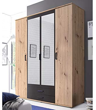 möbelando Kleiderschrank Schlafzimmerschrank Drehtürenschrank Schrank Schlafen Cilli II