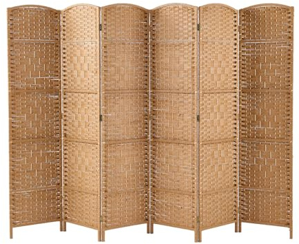 INMOZATA 6 Panel Hand Made Wicker Folding room Divider Living Room Partition Privacy Screen Separator Natural