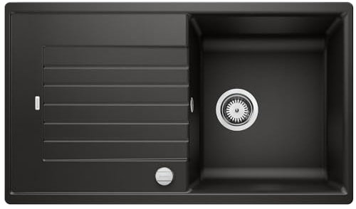 BLANCO ZIA 5 S | Granitspüle aus SILGRANIT schwarz | Einbauart: Einbau von Oben | reversibel | für 50 cm breite Unterschränke | Großes Becken | Reinigungsfreundliche Öberfläche