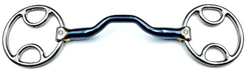 OTTE Ported Blue Sweet Iron mouthpiece Beval / Bevel Horse Bit Snaffle Loose Ring (5.5)