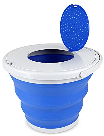 Foldable Bucket Portable, Blue Collapsible Bucket Camping, with Cover, Foldable Design, Sturdy and Durable, Easy to Carry and Store, Suitable for Bathroom, Outdoor Camping, Fishing (10L, Blue)