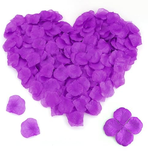 HXMJIED Petali di rosa artificiali in seta, colore viola, per camera da letto, senza sapore, 1000 pezzi