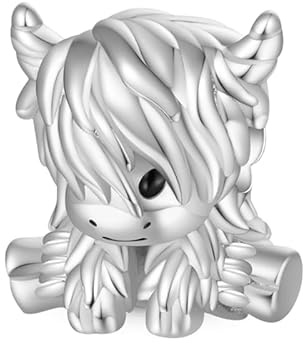 GNOCE Scottish Highland Cow Charm Sterling Silver Charm Bead for Women Girls Wife Daughter Jewelry Gift