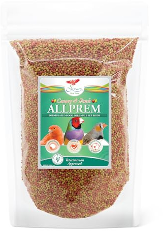 Scenic Allprem Canary and Finch Bird Food | Formulated Diet | Apple and Corn Flavor | 1 Pound Bag (1 LB)
