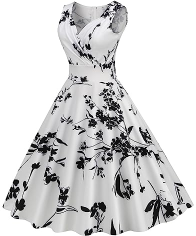 Disfraz de los años 60 para mujer, estilo años 50, vintage, manga corta, vestido de fiesta, verano 50, tirantes finos, boda, festivo, hasta la rodilla, cuello en V, lunares, swing, vestido de cóctel