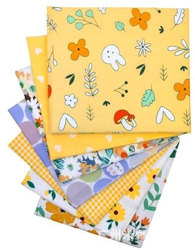 Hantverksset bomullstyg, lappteknik tyger paket (50 x 40 cm) 7 st tygpaket bomull tyg för sömnad, gör-det-själv tygbitar set för barn flickor pojkar (typ O)
