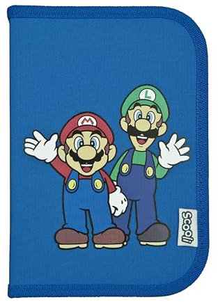 Scooli - Gefülltes Schüleretui Super Mario - Federmäppchen mit hochwertigen Stiften & Zubehör - Ideal für Schule, Freizeit und unterwegs - ab 6 Jahren
