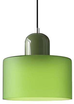 XIRYTU-H 15cm Moderne Skandinavische Pendelleuchte aus Glas, E27 Hängelampe, Höhenverstellbar (200 cm), Metall & Glas, Für Küche, Esszimmer, Café, Bar – Mehrere Farben (Mattes Grün)