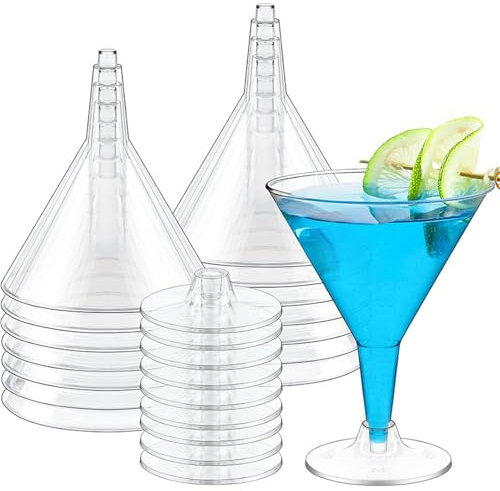 Dorclife 20PCS Copas de Martini 180ml Vaso de Martini Plástico Vaso de Cóctel Margarita Reutilizable Copas Transparente Reutilizable per Feste Compleanni Matrimoni (Transparente)