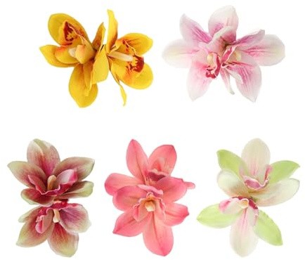 5 Pièces D'Épingles À Cheveux De Fleurs Hawaïennes, Accessoires Pour Cheveux D'Orchidées De Simulation, Coiffe De Style Tropical, Adaptées Au Style De Mariage, Aux Spectacles De Bal.