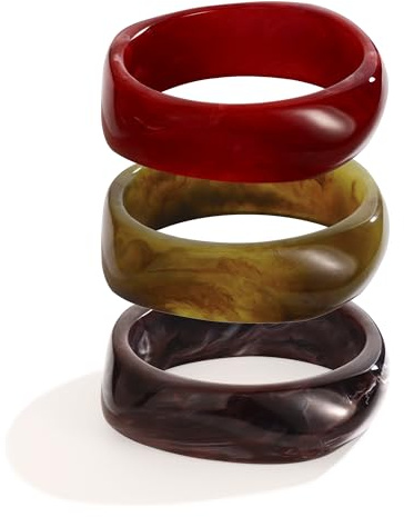 WOWORAMA 3Pcs Resin Chunky Bangle Bracelets Set for Women