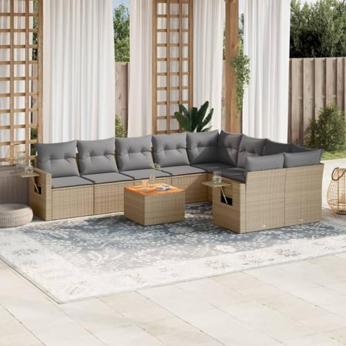 QZZCED Set di divani da giardino con tavolino pieghevole in rattan PE resistente e cuscini lavabili per terrazza o patio, mobili da esterno modulari e durevoli