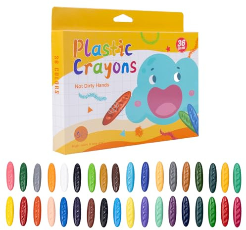 Carehabi Ceras de Colores 36 para Niños, Crayones de Cera Ergonomicos con Forma de Cacahuete, Ceras Bebe No Toxicas, Pinturas Lavables y Resistentes, Ideal como Juguete Bebe y Escuela
