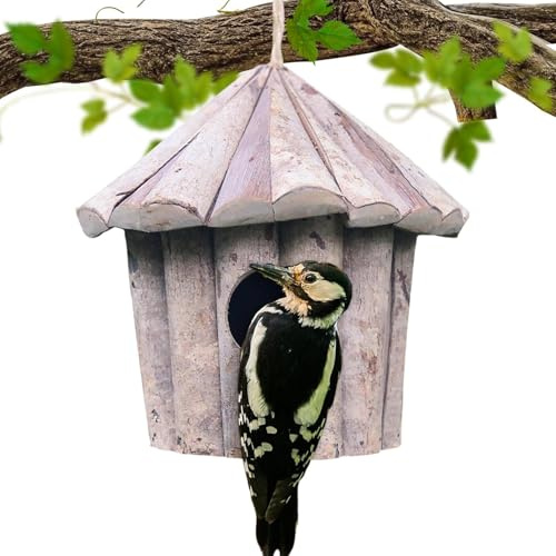 Fågelhus Med Tak Skydd För Nästen Av Trä | Naturliga Kolibrilådor Avsedda För Utomhusanvändning För Utomhus, Trädgård, Vinter, Fönster, Träd, Gärdsmyg, Fink, Parakit