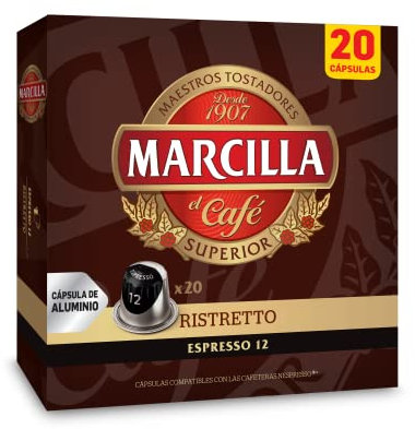 Marcilla Café Cápsulas Ristretto - 20 Cápsulas Compatibles Nespresso
