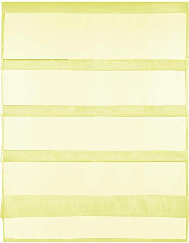 Transparente Bistrogardine Raffoptik mit Stangendurchzug in Voile, schlicht und modern in vielen erhältlich (90 x 110 cm/gelb - zitronengelb)