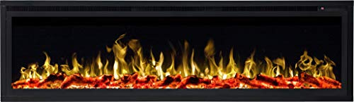 AFLAMO ROYAL Caminetto elettrico, camino elettrico da parete (750 W o 1500 W) con simulazione a LED di 15 cm di profondità. (182x43x15)