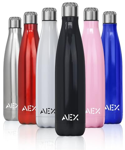 AEX Stainless Steel Water Bottle | Double Walled Vacuum Flask | Hot Office Drink | Cold Sports Drink | Reusable Water Bottle |1000ml Black Glossy Water Bottle