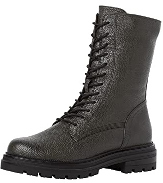 MARCO TOZZI Stivali Stringati Donna senza Tacco in Pelle Sintetica Bassi, Verde (Olive A.C.), 39 EU