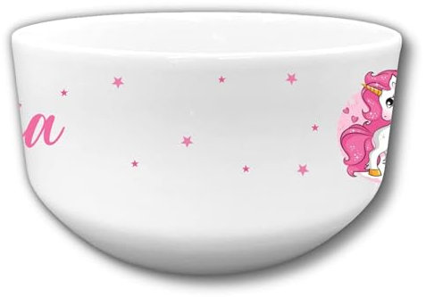 Bol enfant personnalisable – Ajoutez le prénom | Cadeau original | 720mL | Plusieurs motifs | Céramique (Licorne étoiles)