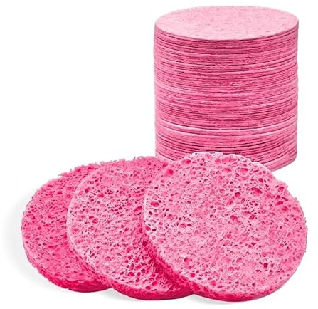 50-Count Compressed Facial Sponges, Pink Cellulose Daily Facial Cleaning