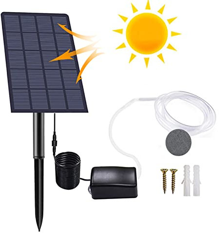Xiaoxin Bassin Solaire, Pompe À Air D'aérateur D'oxygénateur À Énergie Solaire 2,5 W, Kit Pompe À Air À Énergie Solaire, Pompe À Oxygène À Eau À 3 Modes Fonctionnement