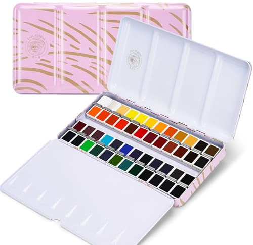 Paul Rubens Artist Watercolour Paint Set,48 Vibrant Colours in Portable Box, High-Transparency, Great Lightfastness, Perfect Travel Professional Watercolor Set for Artists, Beginners