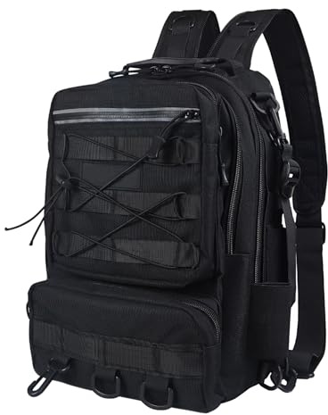 Chihutown Black Fishing Backpack with Rod Holder and Tackle Box
