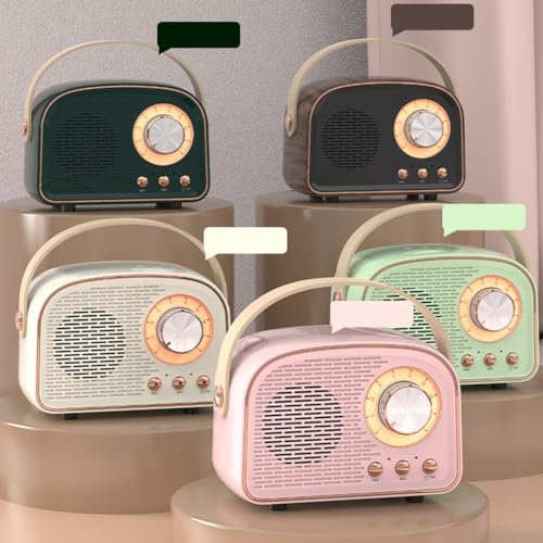 Mini haut-parleur rétro compact, compatible rétro, haut-parleur vintage, radio classique, pour disque USB, carte TF, sortie audio, radio FM (vert foncé)